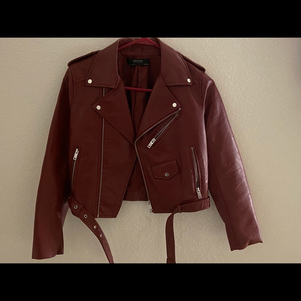 Maroon leather jacket
